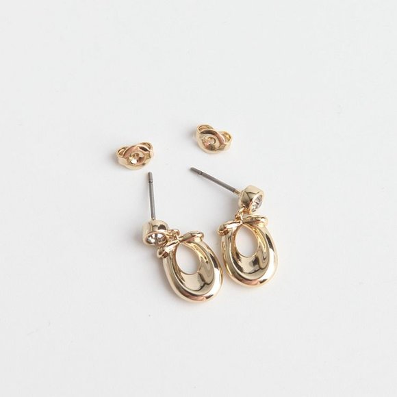 COACH SIGNATURE CRYSTAL EARRINGS GOLD - Picture 7 of 7